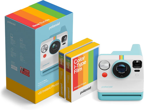 Polaroid - Instant Camera - NOW Gen3 - Artic Blue + Color Film Bundle (16 photos)