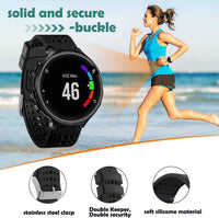 TopPerfekt Band Compatible with Garmin Forerunner 235, Soft Silicone Replacement Watch Band Strap Wristband for 220/230/235/620/630/735XT/235 Lite Smart Watch for Women Men (Orange-Black)