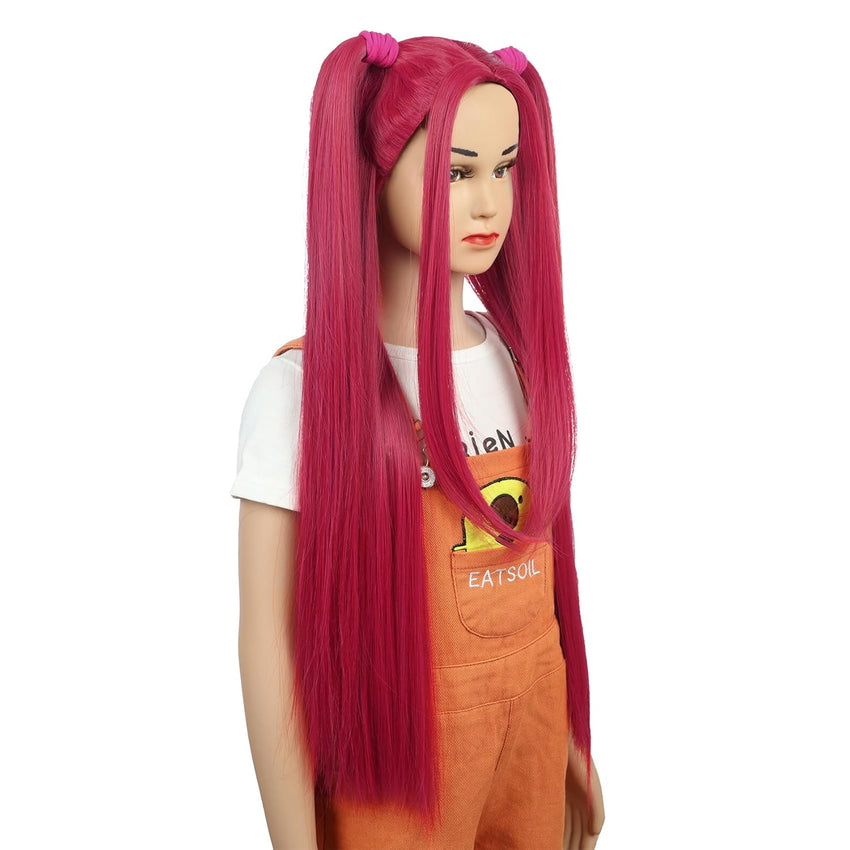 Girls Long Pink Double Ponytail Anime Cosplay Wig Heat-Resistant â Pink