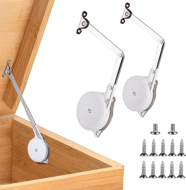 2 Pack | Toys Box Hinges Soft Close - HBL Lid Support Hinges Chest Hinges for Wooden Toy Box, Cedar, Storage Trunk & Benches, Made of Zinc Alloy, Safety & Heavy Duty.