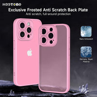 Mootobo for iPhone 15 Pro Case 6.1-Inch, Matte Shockproof Bumper Phone Cover, Military-Grade Protection Ultra Slim 360^0Full Body Frosted Translucent Back Phone case for iPhone 15 Pro (Pink)