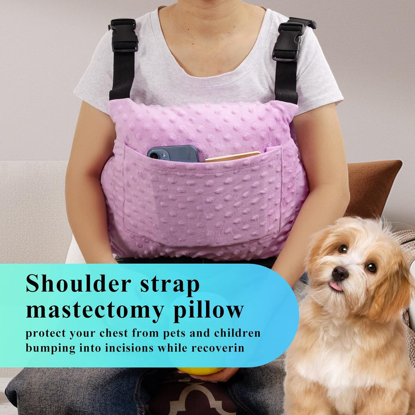 Post-Surgery Recovery Pillow Cushion for Abdomen with Shoulder Strap & Pockets Ã¢ÂÂ Large