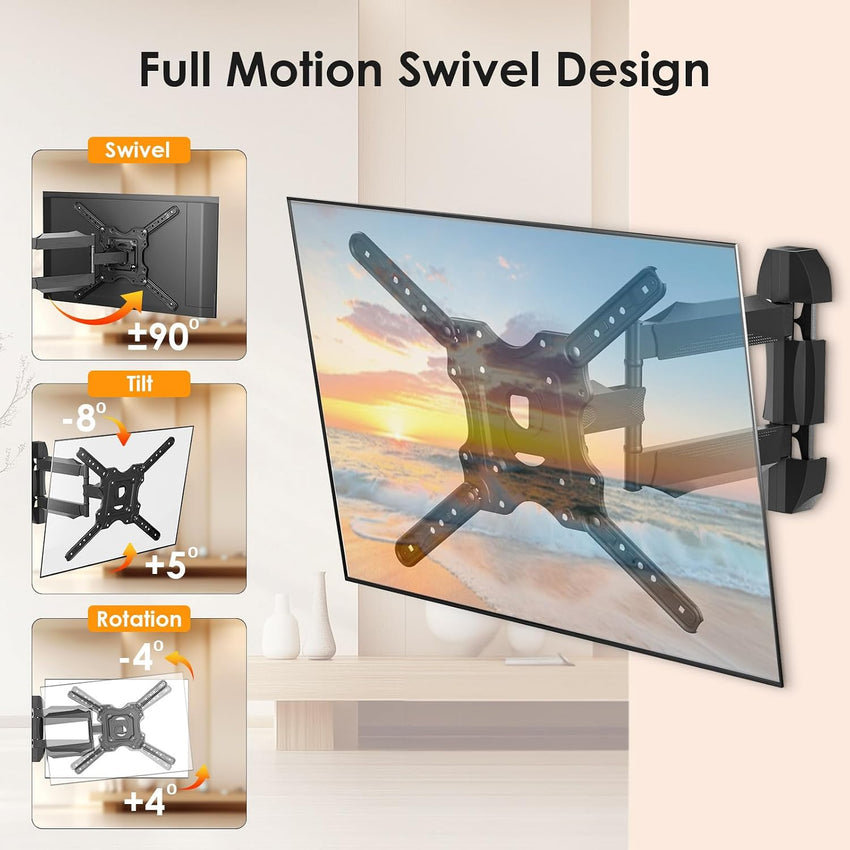 TV Wall Mount for 32-60 Inch,Tilting and Swivelling Wandhalterung-Extendable Wall Bracket Television-for Flat & Curved TV,Max VESA 400x400mm