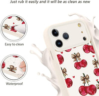 Yoedge Cherry Leopard Print Case for iPhone 17 Pro Max 6.9",Cute Aesthetic Design Silicone Soft cheetah print Pattern Phone Cover for Girls, Preppy Shockproof Protective Case for Women