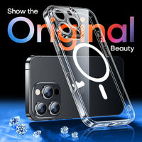 CANSHN Magnetic for iPhone 16 Pro Max Case Clear, Upgraded [Full Camera Protection] [Compatible with Magsafe] Non-Yellowing Protective Shockproof Bumper Phone Case 6.9 inch - Clear
