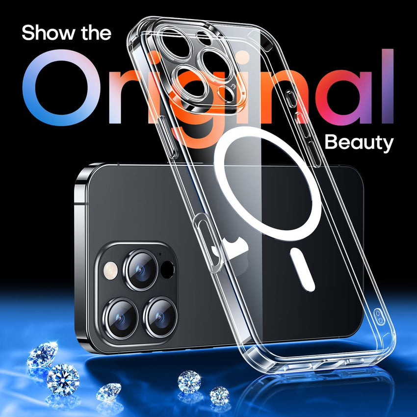 CANSHN Magnetic for iPhone 16 Pro Max Case Clear, Upgraded [Full Camera Protection] [Compatible with Magsafe] Non-Yellowing Protective Shockproof Bumper Phone Case 6.9 inch - Clear