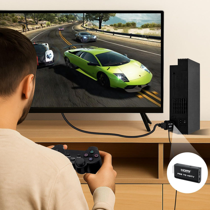 Mcbazel PS2 to HDMI Converter Adapter with 3.5mm Audio Output, HD Link Cable for PlayStation 2 ï¼Compatible with SCPH-1xxxx/3xxxx/5xxxx/7xxxx, Plug & Play for HDTV/Monitor â Not for SCPH-9000x