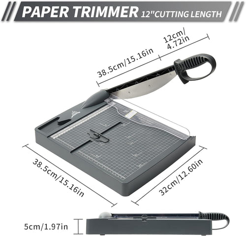 JIELISI Heavy Duty Guillotine Paper Trimmer Cutting Performance up to 30 Sheets,12 Inch Cut Length Guillotine Manual Paper Cutter with Safety Guard and Blade Lock