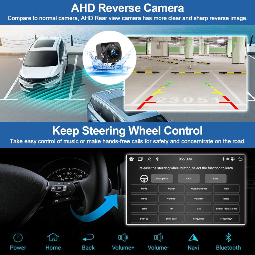 CAMECHO 2G+64G Android 13 Car Stereo for Ford Fiesta Focus Kuga Transit Connect Mondeo Smax with Wireless Carplay Android Auto 7" Touch Screen Bluetooth Car Radio with GPS WiFi FM RDS Reversing Camera