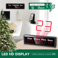 Spolehli Days Countdown Clock, Yearly Countdown Clocks Up to 999 Days with Hours Minutes Seconds for Retirement Christmas Wedding, Remote Control Led Countdown/Timing Up Timer Wall Clock (1.0'')