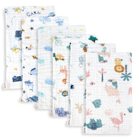 Maliton Muslin Cloths for Baby, 6 Pack Burp Cloths for Baby,100% Cotton 6 Layers Absorbent& Soft& Breathable Baby Muslins Pack,50x25CM Muslin Squares Baby Essentials for Newborn(Animals& Cars, 6 Pack)