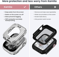 Kamita Waterproof Case Compatible with Apple Watch Series 11/Series 10 42mm, Hard PC Bumper Cases with Tempered Glass Screen Protector, All-Round Protective Cover for iWatch 11/iWatch 10 42 (Silver)
