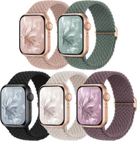 Raradev 5 Pack Braided Band Compatible for Apple Watch Straps Women 40mm 41mm 38mm 42mm 44mm 45mm 46mm 49mm, Breathable Stretchy Elastic Sport Loop for iWatch SE3 Series 11/10/9/8/7/6/5/4/3/2