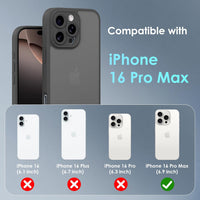 Mootobo for iPhone 16 Pro Max Case with Camera Lens Full Cover Protection, Military-Grade Drop Protection Phone Case, Anti-Fingerprint Slim Shockproof Matte Back 6.9 inch- Black