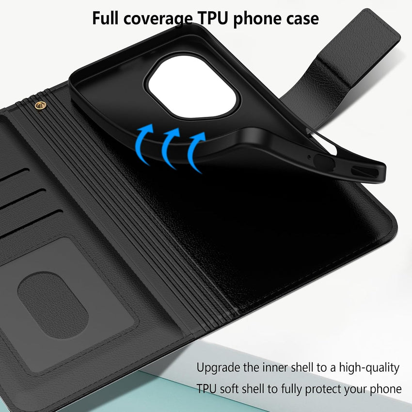 Aiziki For Honor 400 Phone Case(Not Fit 400 Pro), Leather Flip Case with 3 Card Slots & Kickstand, Anti-Drop, Magnetic Closure, Compatible with Honor 400 Case- Black