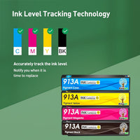 KINGJET 913A Ink Cartridges for HP 913A 913 Ink Multipack for PageWide Pro 377dw 377dn 477dw 477dn 352dn 452dn MFP 477dw 552dw 577dw Managed MFP P55250dw P57750dw (Black Cyan Magenta Yellow)