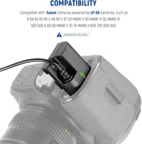 NEEWER Dummy Battery Replacement for LP-E6 LP-E6N LP-E6NH with DC Coupler and AC Power Adapter Compatible with Canon EOS R Ra R5 R5C R6 R6II R7 5D 6D 7D Mark II/III/IV 5DS 5DSR 60D 70D 80D 90D