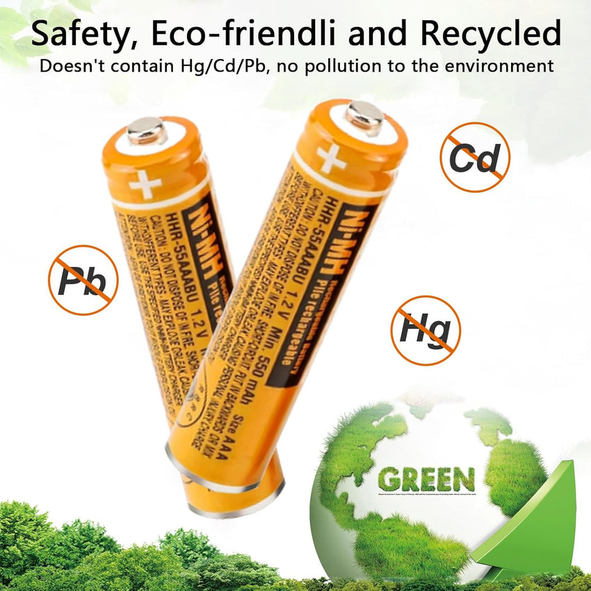 JAPUSOON 4 Pack NI-MH Rechargeable Battery Panasonic HHR-55AAABU 1.2V 550mAh AAA Rechargeable Batteries Cordless Phones