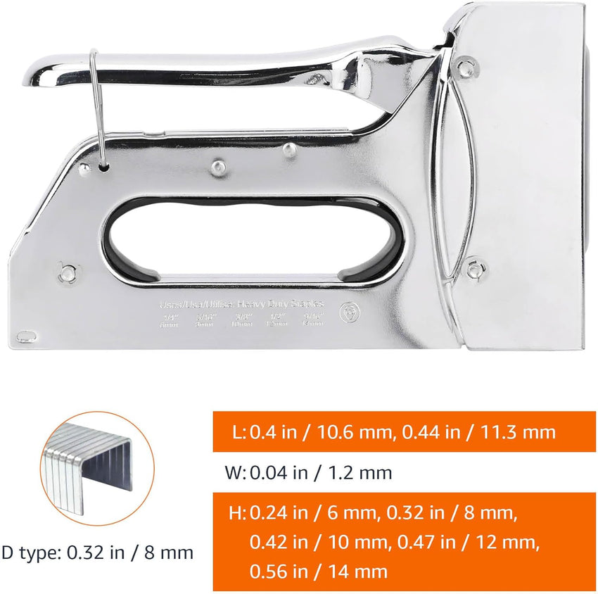 Amazon Basics Heavy Duty Stapler Gun with 500 Staples, for Upholstery, Home Repairs, Carpentry and other Professional Projects, Silver