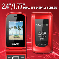 Senior Mobile Phone with Big Buttons, GSM Sim Free Unlocked Basic Cell Phones Easy to Use, Flip Phone with Dual Color Display | SOS Button | FM Radio | Torch |1000mAh Battery | Speed Dial (Red)