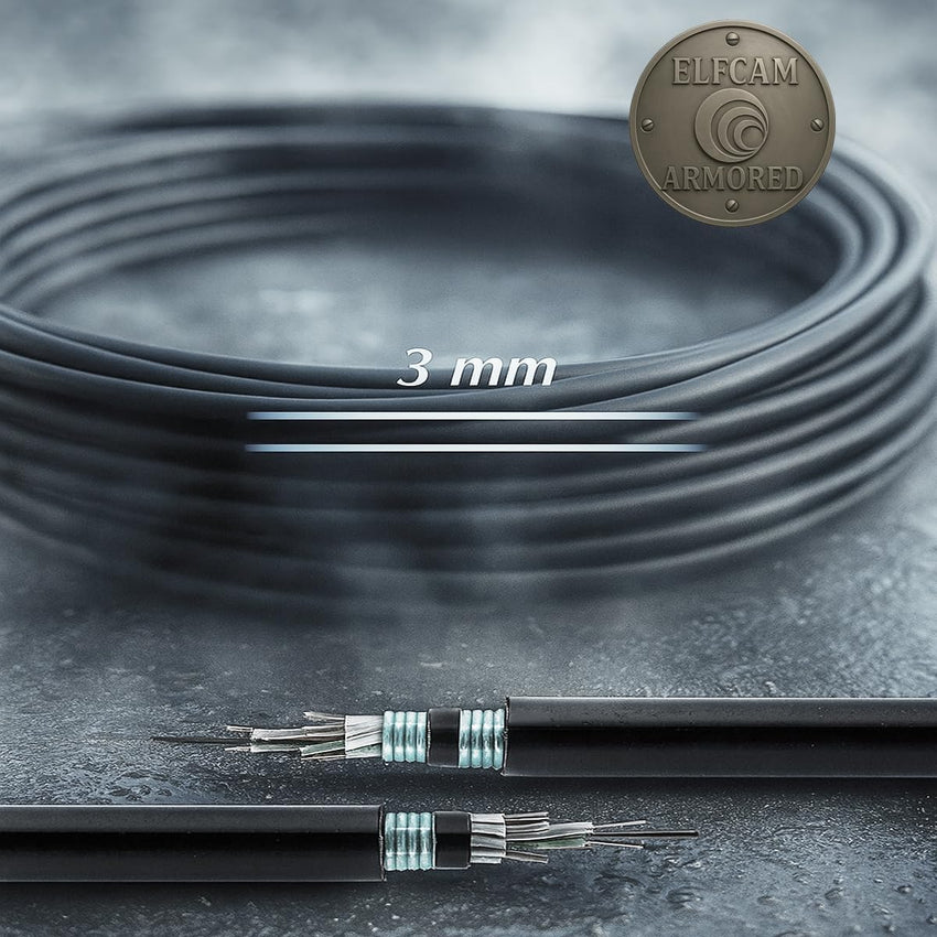 Elfcam(R) - 10m/32.8ft Armored Fiber Optic Cable for Outdoor and Indoor SCA to SCA Simplex Singlemode, Compatible with FTTH Cables, 10 Meters