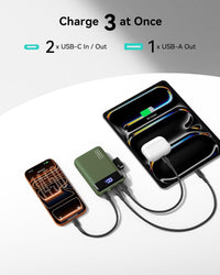INIU 20000mAh Power Bank 22.5W PD3.0 QC4.0 USB-C Fast Charge Portable Battery Green