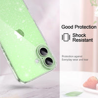 AROYI 3 in 1 Clear Glitter Case Compatible with iPhone 17 Case with 2 Tempered Glass Screen Protector, Soft Bumper Anti-Scratch Sparkle Bling Women Girls Phone Case for iPhone 17 6.3"