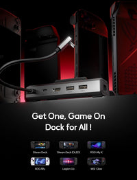 JSAUX Steam Deck Dock, 5-in-1 Docking Station Compatible with Steam Deck/OLED/ROG Ally/Lenovo Legion Go, Steam Dock with HDMI 2.0 4K@60Hz, 100Mbps Ethernet, Dual USB-A 2.0 and 100W USB-C Port-HB0602