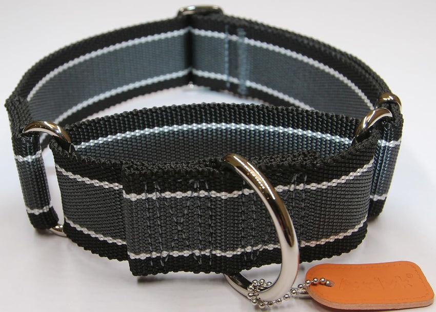 Martingale Dog Collar 4cm 1600D Anti-Escape No-Pull Heavy Duty - Grey-Blue & Black L