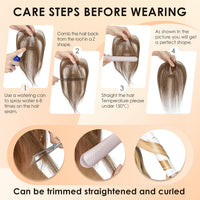 Human Hair Topper Side Bangs 9x12cm TâShaped HandâStitched Base 360Â° Coverage 13g â Medium Brown #4