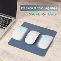 SenseAGE Slim Mouse Mat for Home/Office, Portable Mouse Pad for Computer & Laptop, Fabric Style Vegan Leather, Non-Slip Base, Compatible with Laser and Optical Mouse, 22 x 22cm (Light Grey)