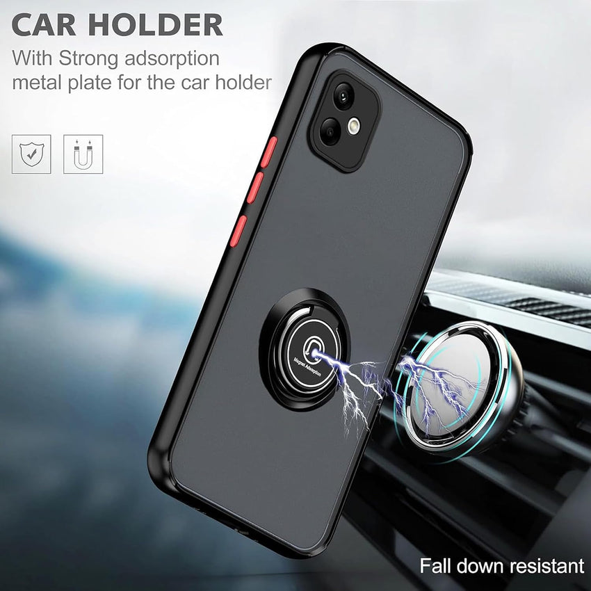 LYZXMY Case for Samsung Galaxy A05 blue with Ring Stand Case + 2 x Tempeblue Glass Screen Protector,PC +TPU Shockproof Anti-Scratch Phone Case Cover