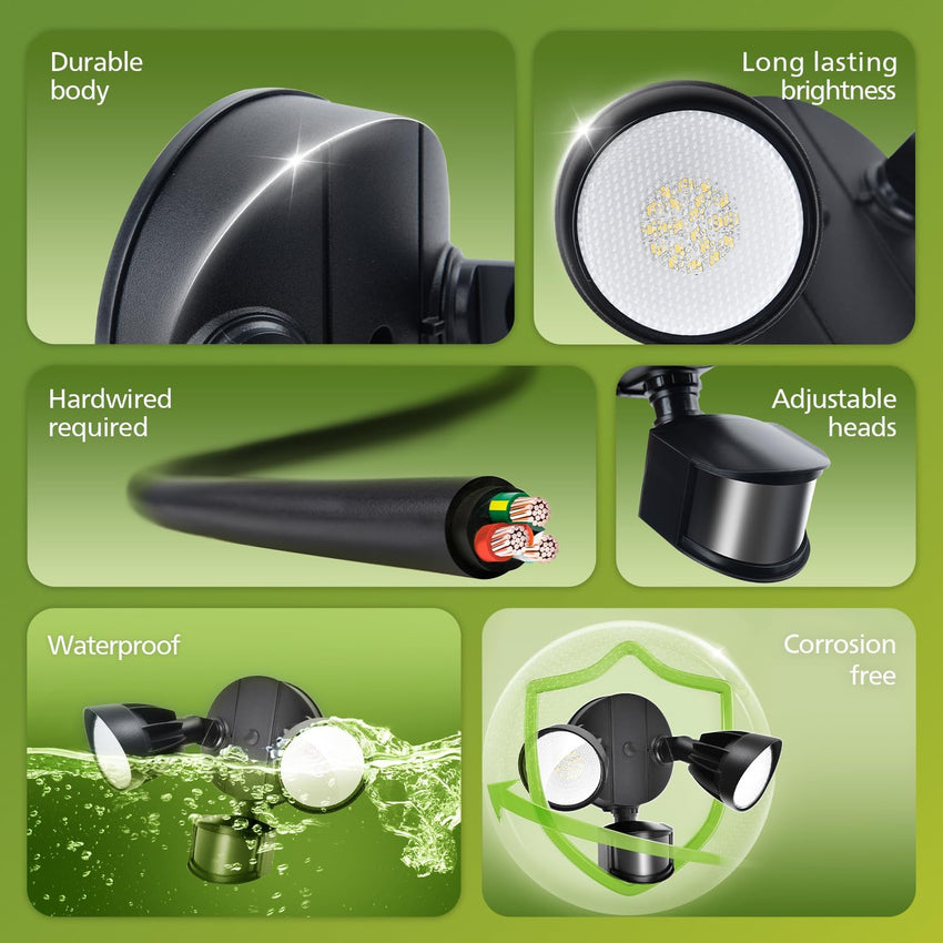 Philips LED Security Floodlight 21W 3000 lm PIR Motion Sensor 5000K 2-Head 4 Modes Waterproof