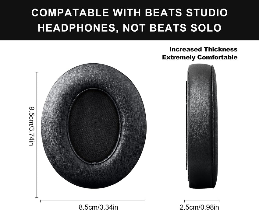 Link Dream Beats Studio 2.0/3 Replacement Earpads, Memory Foam Ear Cushions for Beats Headphones (Black, Gray Faux Leather)