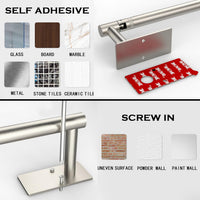 WZRUA Kitchen Roll Holder Under Cabinet, Self Adhesive or Wall Mounted Paper Holder, Brushed Nickel Double Post Pivoting Stainless Steel Kitchen Roll Holder (Square Base)