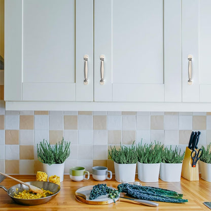 Amerdeco 10 Pack Brushed Satin Nickel Retro Cabinet Pulls 3.75 Inch(96mm) Hole Centers Kitchen Cabinet Handles Solid Zinc Alloy Cabinet Hardware Drawer Pulls AM009