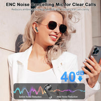 Wireless Earbuds, Bluetooth 5.3 Headphones with 4 ENC Noise Cancelling Mic, HiFi Stereo Deep Bass, 40H Playtime, IP7 Waterproof Bluetooth Earphones, Bluetooth Earbuds Dual LED Display, USB-C, Black