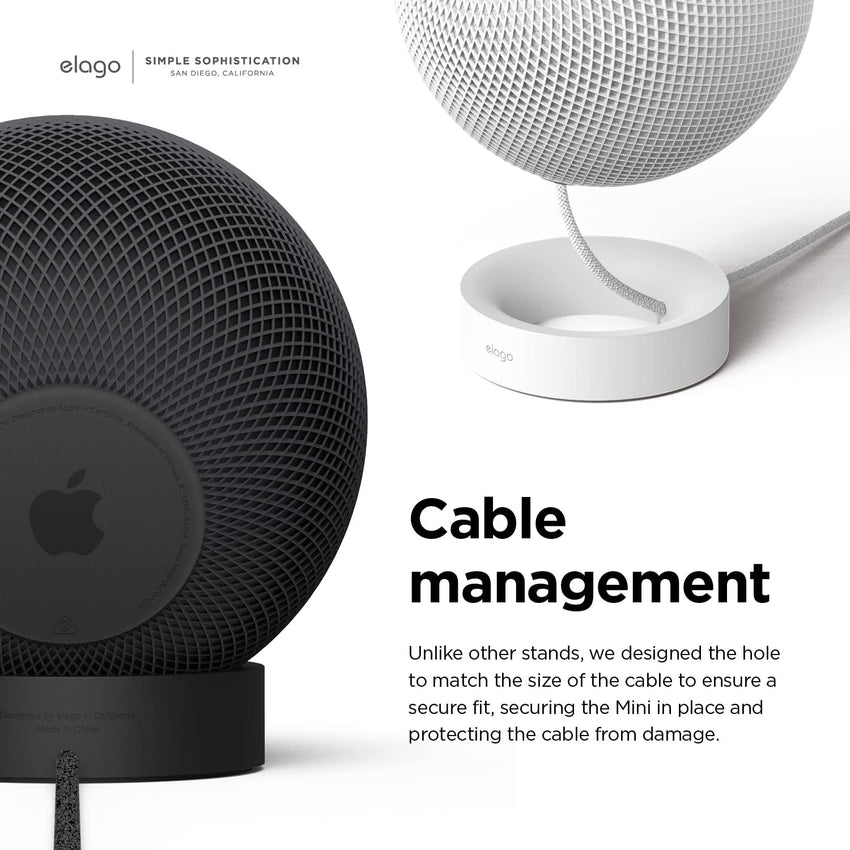 elago Silicone Stand Compatible with HomePod Mini - Proper EQ, Easier to Control with Better Indicator Visibility, Stable Mount, Anti-Slip Stand for Charger (Black)
