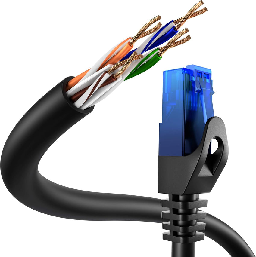 KabelDirekt â Network Cable 5Gbps â 100ft, Black | The Ethernet cord transmits the maximum fiber-optic speed offered by your internet provider