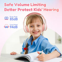 EarFun K2 Kids Bluetooth Headphones for School, Kids Headphones with Mic | Volume Limited, 40H Playtime, Built-in Mic, Stereo Sound, Foldable Over-Ear Headphone for Kids/Toddler/Travel/Tablet, Pink