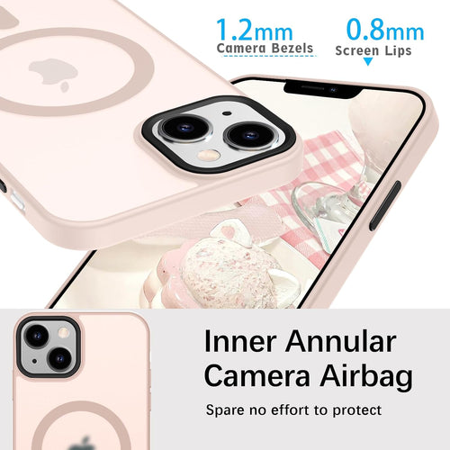 SupVict iPhone 13 Case Magnetic, Phone Case iPhone 13 Compatible with MagSafe Ultra Slim Thin Translucent Matte Back, Shockproof Anti-Yellow Military Grade Protective Cover Case for iPhone 13 Pink