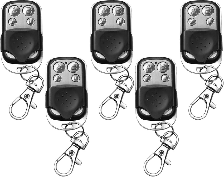 5Pcs 433.92 MHz Universal Garage Door Remote Control,Gate Opener Cloning Wireless Key Fob with 4 Buttons Duplicate Remote Control Key Fob for Garage Doors,Roller Shutters,Electric Gates,Car Alarms