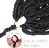 Mscat 7 Packs 36 Inch Nu Faux Locs Crochet Braids Hair Synthetic Pre Looped Soft Locs Braiding Hair Goddess Faux Locs Curly Wavy Hair Extensions for Women 14strands/pack 1B#