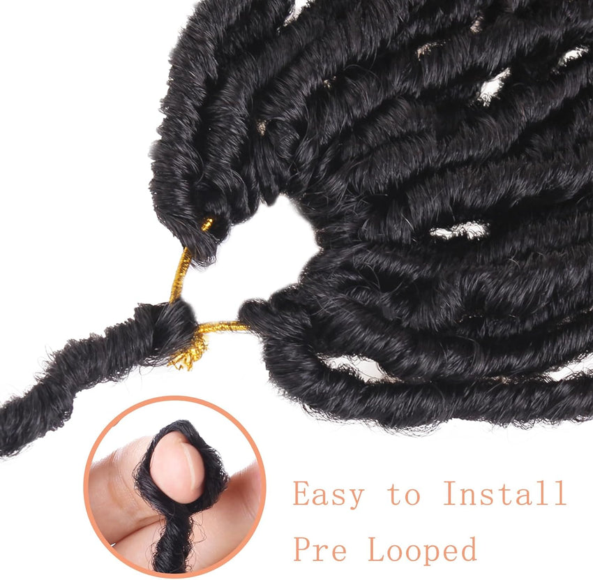 Mscat 7 Packs 36 Inch Nu Faux Locs Crochet Braids Hair Synthetic Pre Looped Soft Locs Braiding Hair Goddess Faux Locs Curly Wavy Hair Extensions for Women 14strands/pack 1B#