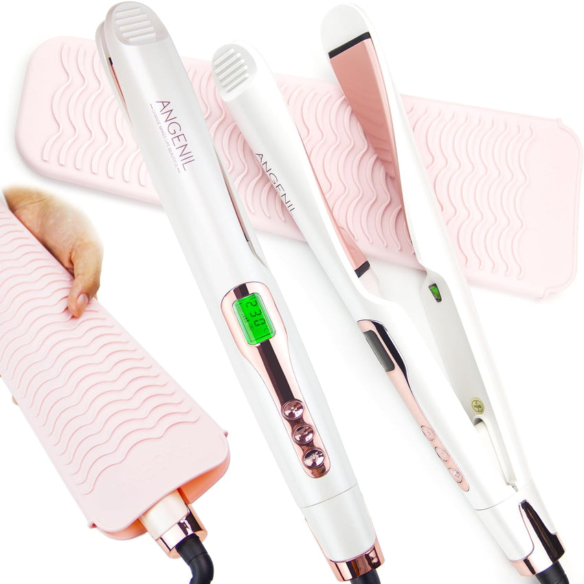 Pro Twist 2-in-1 Hair Straightener & Curler Ceramic Dual Voltage LCD 130-230Â°C - With Heat Mat