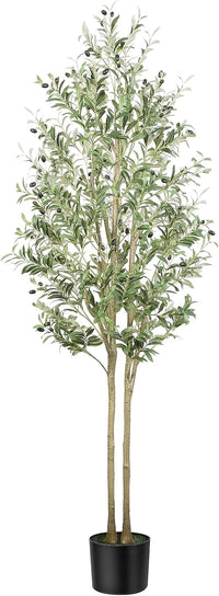 Alupssuc 7FT Artificial Olive Tree, Fake Olive Tree with Lifelike Leaves and Fruits, Faux Tall Plant Indoor Outdoor for Home Living Room Bedroom Balcony Corner Office Garden Decor, 210cm