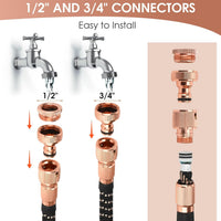 25ft Garden Hose - Expandable Garden Hose Pipe, Flexible Water Hose with 10 Function Spray Gun, No-Kink, Anti-Leakage and Easy to Use Expanding Hose with 3/4", 1/2" Solid Brass Fittings