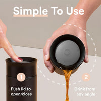 Moon 360° Insulated Travel Mugs - Leak Proof Reusable Coffee Cups - Pro Version for Performance & Easy Clean - Leakproof Flask for Hot & Cold Drinks - Fits Car Cup Holders, UK Company (500ml, Black)