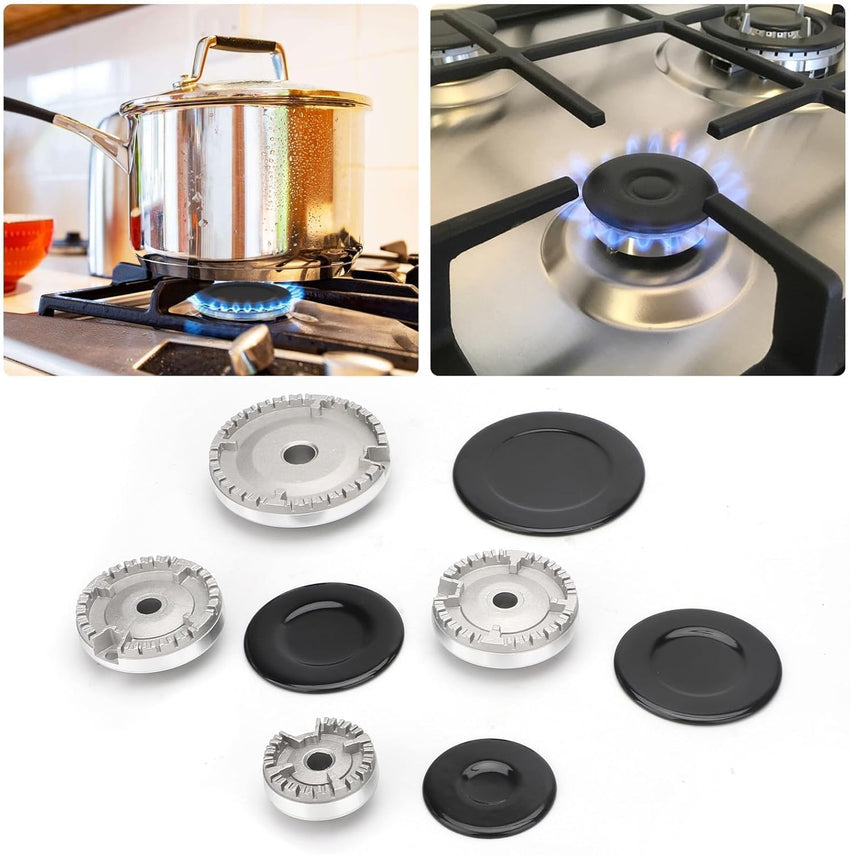EEEKit Oven Gas Hob Burner Crown Cap Set 8PCS Replacement Parts â Large, Medium, Small