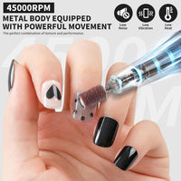 Professional Electric Nail Drill 45,000RPM Portable with 13 Bits 56 Bands LED Screen â White